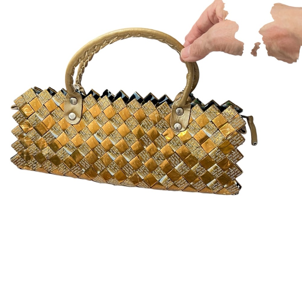 Vintage Handmade Candy Wrapper Handbag NAHUI OLLIN Small Gold Evening Bag